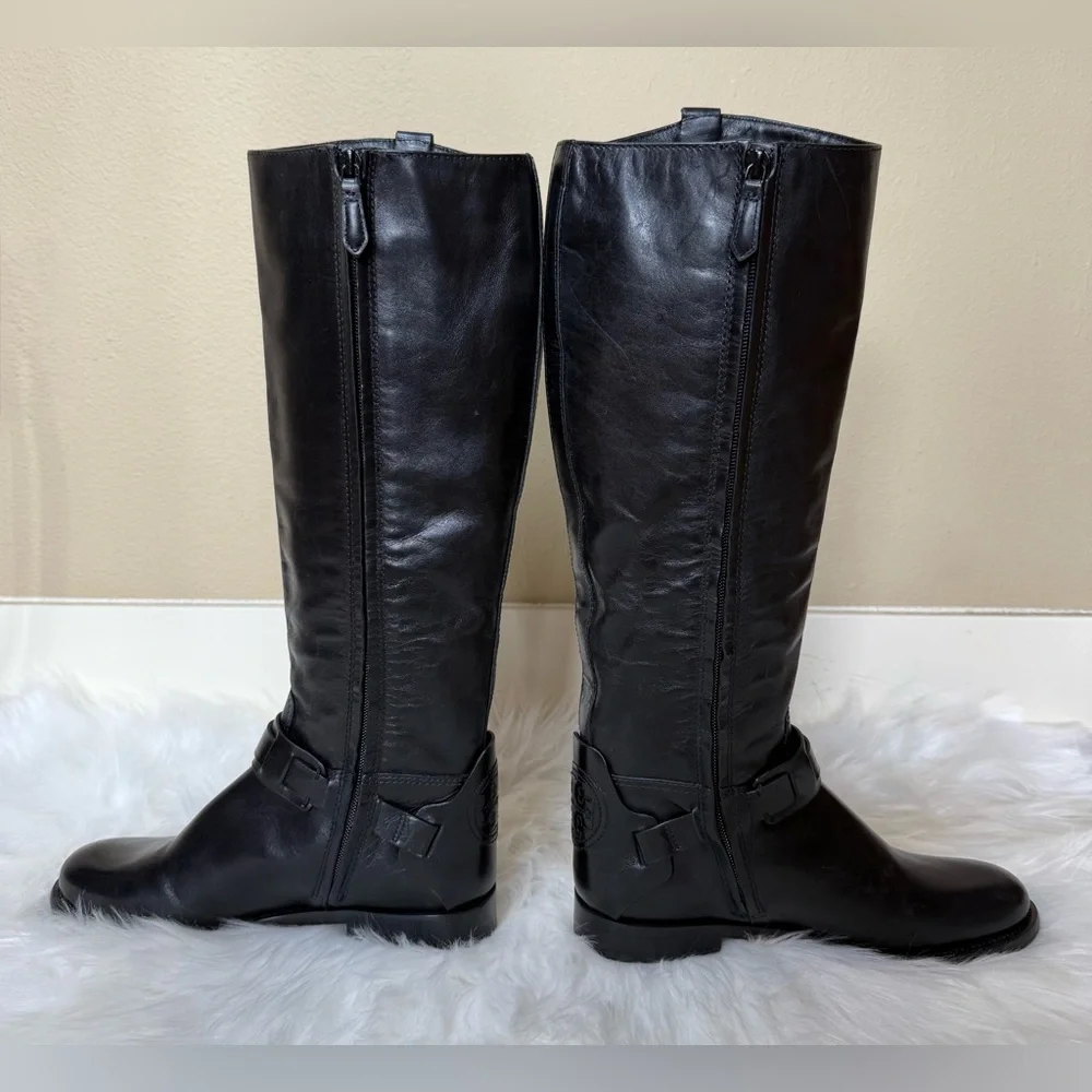 Tory Burch Colton Galleon Leather Knee High Riding Boot Perfect Black Size 7.5